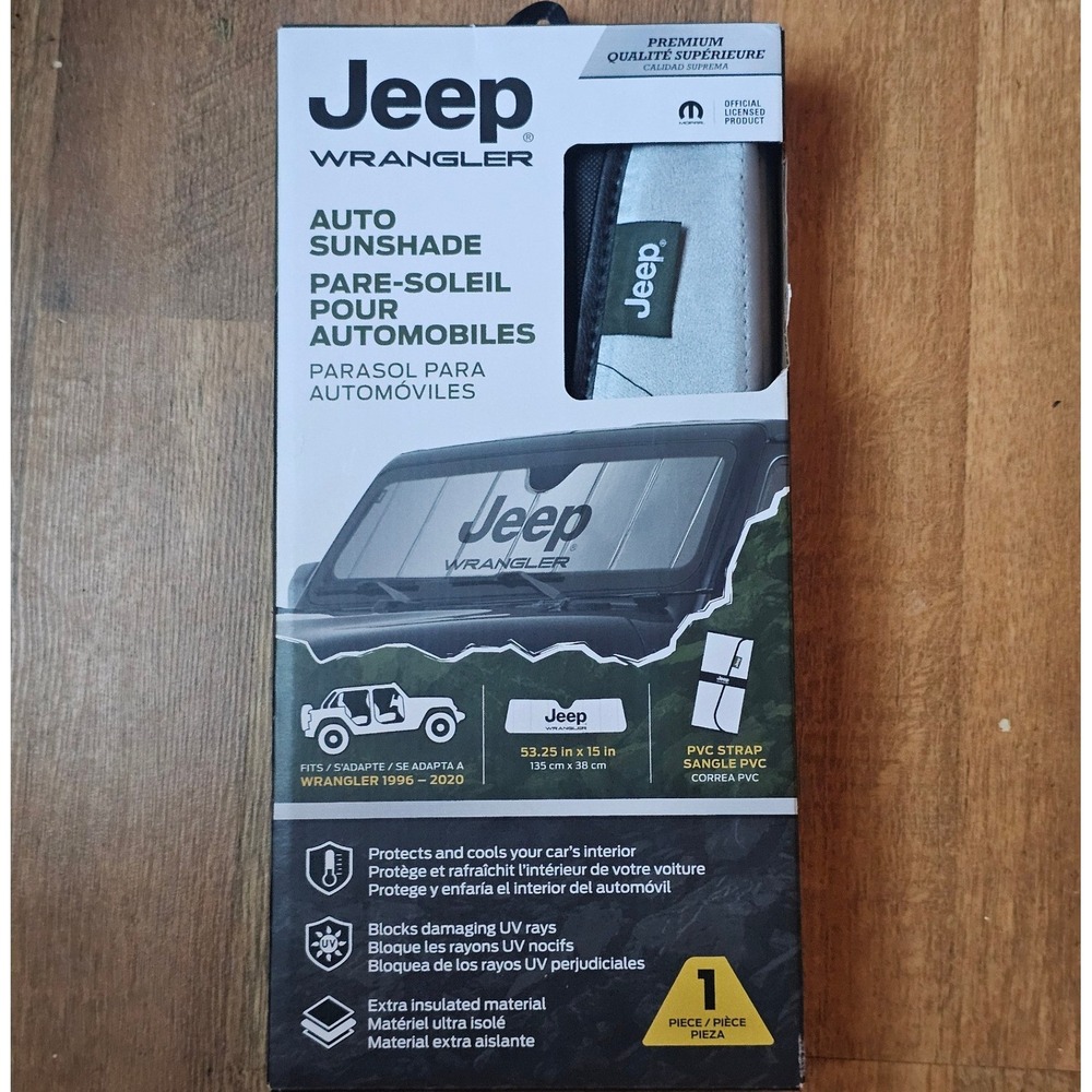 Jeep Wrangler Auto Sunshade OS Silver Reflective UV Protection 1996-2020